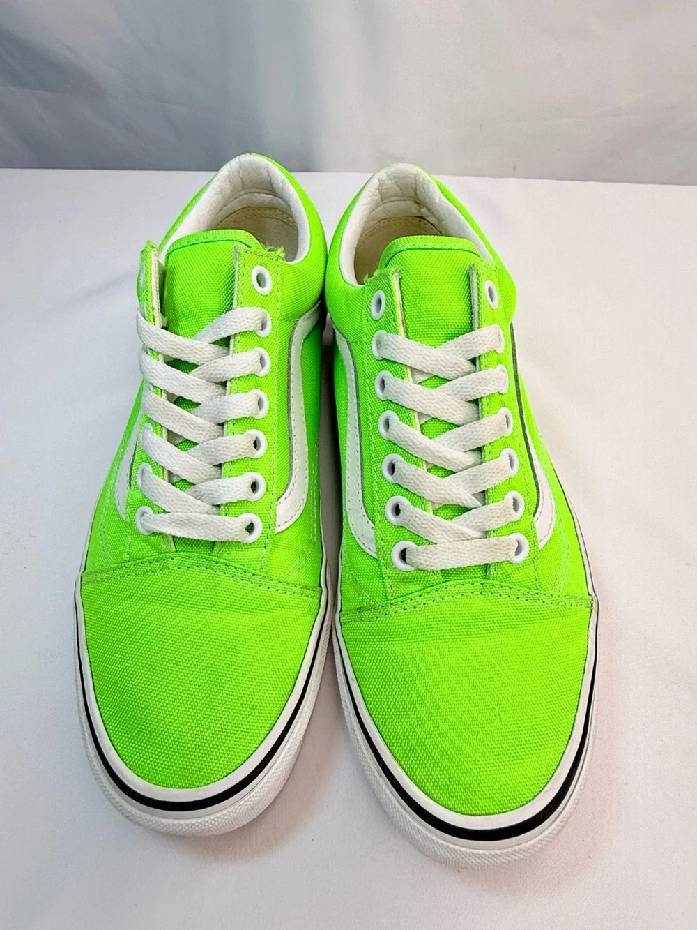 Vans Men’s 6.5/Women’s 8 Neon Lime Canvas Low-Top Sneakers w/ White Accents VGUC